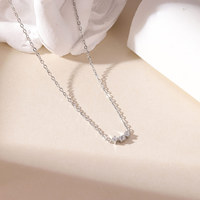 Collier pendentif barre incurvée trois pierres CZ Smile en acier inoxydable 316L PVD Or Argent, bijoux femme anti-ternissement, OEM
