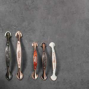 Poignées de meuble JAYA en alliage d'aluminium à motif floral européen, finition bronze antique, ambre, rouge, ivoire, blanc, pour tiroirs de placard et armoire - Product Image 5