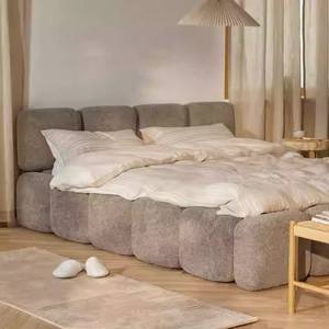 Французский роскошный современный татами из мягкой ткани, деревянная двуспальная кровать размера «<span class=keywords><strong>king</strong></span>-Size», японская напольная кровать на платформе, мебель для спальни - Product Image 4