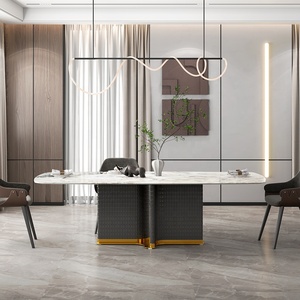 Cơ sở De bảng basse hình chữ nhật thủy tinh và Gốm Vàng ăn uống Bàn cà phê chân cơ sở với đầu đá cẩm thạch - Product Image 6