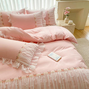 Juego de ropa de cama de encaje floral estilo princesa Romántica Francesa 4 Uds juego de edredón fundas de almohada para decoración de dormitorio de lujo - Product Image 3