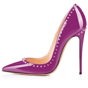 Zapatos de Tacón Alto Stiletto con Punta Puntiaguda y Tachuelas, Color Rojo Degradado a Negro, Talla Grande 46, Zapatos de Mujer Sólidos y Sexys - Product Image 2