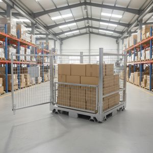 Contenitore in rete metallica zincata impilabile e pieghevole a 4 livelli per magazzino, capacità 1500 kg - Product Image 2