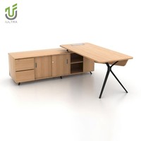 Bureau de direction moderne IULTRA 2,5 mètres en MDF/MFC, bois de cerisier écologique, assemblage facile, table de bureau sculptée