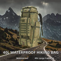 Sac à dos tactique imperméable en nylon camouflage avec fermeture éclair et fermoir, 36-56L, durable pour la randonnée, le camping, les voyages et les aventures en plein air