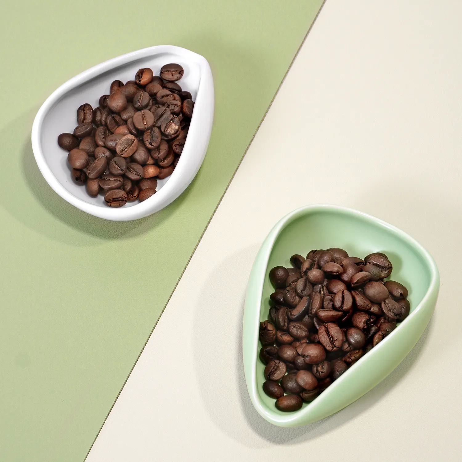 Bandeja de exposição de amostras de café, pá de cerâmica com capacidade para 40g de grãos de café torrados, bandeja para copos de grãos de café