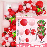 Nouvel ensemble de ballons fraise, guirlande arche, décoration de fête, chaîne de ballons en aluminium fraise, décoration d'anniversaire