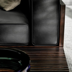 Canapé moderne en cuir Mobilier de salon Style italien Canapé en bois - Product Image 4