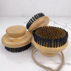 Brosse corporelle exfoliante à manche en <span class=keywords><strong>bambou</strong></span>, poils en cuivre et nylon, entièrement naturelle, pour douche et brossage à sec, nettoyage de la peau et circulation sanguine - Product Image 2