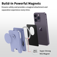 Dompet Kartu Kredit Kulit PU Tipis Magnetik dengan Penyangga Ponsel, Promo!