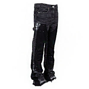 Atacado Personalizado Cut Edge <span class=keywords><strong>Jeans</strong></span> Com Patches <span class=keywords><strong>Jeans</strong></span> Empilhados Pintura Splash Calças Denim Baggy Homens Moda Vintage Flare <span class=keywords><strong>Jeans</strong></span> Homens - Product Image 4