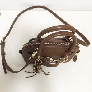 Women's Genuine <b>Leather</b> Bowling Bag With Removable Strap And Chain Charm Classic Style Daily Use Handbag - Product Image 4