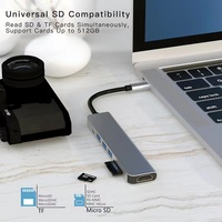 Hub USB-C en alliage d'aluminium avec 5 à 8 ports, adaptateur moniteur 4K, lecteur de carte Micro SD USB 3.0, distributeur PD 3.0, hub PD 3.0