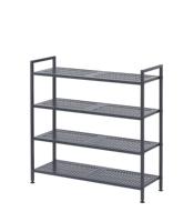 Meuble à chaussures en acier à 4 étagères, rangement multi-niveaux, mobilier moderne et durable, anti-poussière pour salon et entrée intérieure