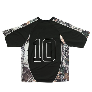 Maglia da Calcio Personalizzata con Bordature Traspirante ad Asciugatura Rapida Abbigliamento Streetwear Uomo Color Block Patchwork Nero <span class=keywords><strong>Real</strong></span> Tree Camo - Product Image 4