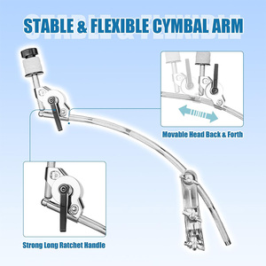 Brazo Curvo para Platillos con Manivela de Trinquete y Parte Superior Móvil, 360° ° Soporte de Extensión para Platillos Splash, Crash y de Efectos - Product Image 4