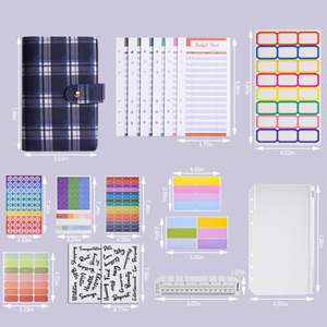 Carpeta Magnética de Cuero con Diseño Tartán Clásico, A6, de Tela Premium, con Hojas Sueltas, para Regalo, con Sobres, para Finanzas Diarias - Product Image 1
