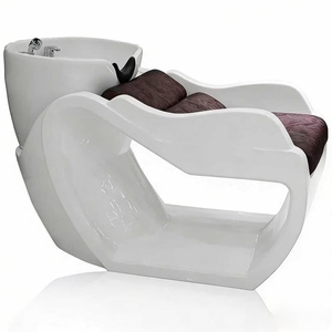 Lit de lavage semi-allongé pour salon de coiffure, avec fonction de rinçage et de massage, en fibre de verre, modèle Internet Hamous - Product Image 1