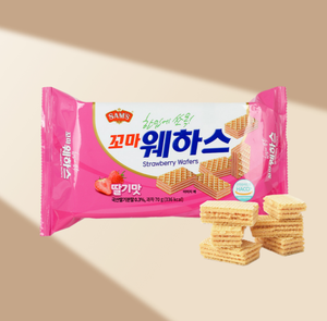 SAMAH Mini gaufrettes au goût de fraise de qualité supérieure, biscuits croustillants de petite taille, en vrac, en gros, pour dessert, friandise légère et sucrée - Product Image 1