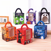 Boîte d'emballage pour cupcakes en papier pour fenêtre, 1 paquet, Halloween, laminage brillant, matériaux recyclés écologiques pour aliments