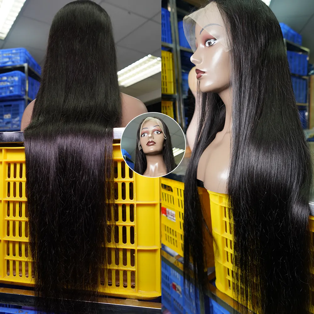 Straight Glueless Peruvian Natural Virgin Hair Pre Pluck Wig Vendors Transparent HD Full Lace Front Brazilian Human Hair Wigs