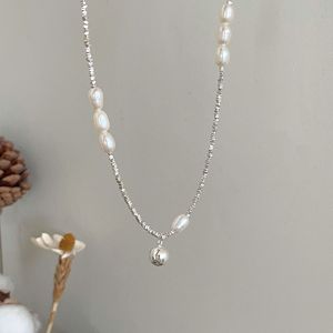 Collar de perlas de agua dulce de plata de ley Yinruitai S925 para mujer, estilo Ins, cadena de clavícula de lujo. - Product Image 1