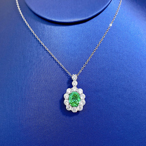 Collier chaîne à maillons en argent S925 plaqué or vert 8*10mm <span class=keywords><strong>CZ</strong></span>, style vintage pour femmes, <span class=keywords><strong>Europe</strong></span> et Amérique - Product Image 4