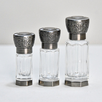 3ml 6ml 12ml Bouchon à vis luxueux en alliage de zinc Arabe Octogonal Tola Bouteilles d'huile essentielle en verre clair poli