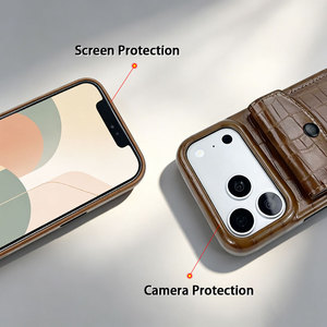 Coque de téléphone <span class=keywords><strong>en</strong></span> PU orientée vers le monde des affaires avec boutons métalliques indépendants, découpes précises et design antichoc amortissant pour iPhone 17 Pro Max - Product Image 3
