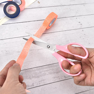 Pink Purple Stainless Steel Scissors 16.8cm Straight Blade Office Craft Paper Cutting Student Safe Childrens <b>Thread</b> <b>Cutter</b> - Product Image 4