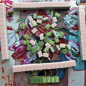 <span class=keywords><strong>Jeu</strong></span> <span class=keywords><strong>de</strong></span> Mahjong américain <span class=keywords><strong>de</strong></span> luxe <span class=keywords><strong>de</strong></span> haute qualité, 160 tuiles en acrylique rose et vert à 3 couches - Product Image 4
