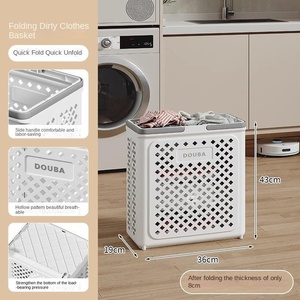 <span class=keywords><strong>Cesto</strong></span> per Bucato Pieghevole con Ruote, Contenitore Portatile in Plastica per Vestiti <span class=keywords><strong>Sporchi</strong></span>, per Bagno, Camera da Letto e Uso Domestico - Product Image 6