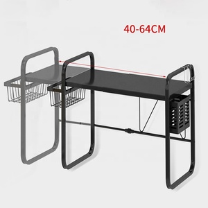 Nero/bianco allungabile in <span class=keywords><strong>acciaio</strong></span> al carbonio scaffale di stoccaggio <span class=keywords><strong>cucina</strong></span> forno a microonde Stand 2 piani piano <span class=keywords><strong>cucina</strong></span> piano di stoccaggio ripiano - Product Image 2