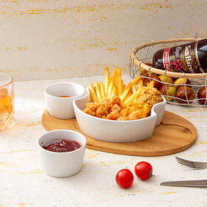 Juego de platos ovalados de cerámica blanca para fiestas y hoteles con tazón y bandeja PP081B-12 - Product Image 1