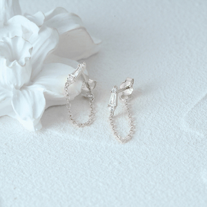 CANNER Fashionable Trendy 18k Gold Plated <b>Chain</b> <b>Earring</b> Square Cubic Zirconia Tassel <b>Chains</b> <b>Stud</b> <b>Earrings</b> Women S925 Silver - Product Image 3