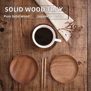 Plateau de rangement en bois massif d'ébène noir, style européen, pour vaisselle de cuisine et bijoux, petit plateau en bois, dessous de verre - Product Image 2