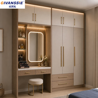 Armoire coulissante en métal à 2 portes avec coiffeuse intégrée, design moderne, fonction extensible, garantie 5 ans - Solution d'armoire personnalisée