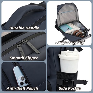 Sac à dos de voyage unisexe en cuir PU avec logo personnalisé, port de charge USB, imperméable, <span class=keywords><strong>l</strong></span>éger, poche latérale, capacité de 16 <span class=keywords><strong>L</strong></span>, approuvé pour les vols - Product Image 3