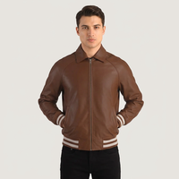 Blouson Bomber Homme en Cuir Véritable OEM Imperméable Respirant Écologique Hiver Coutures Durables Coupe Confortable Tendance