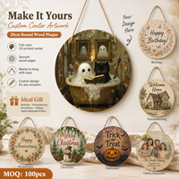 Panneau en bois rond « Bonne année » |   Plaque murale en bois style ferme avec motif feux d'artifice |   Décoration murale rustique en bois 20x20cm pour fêtes et maison