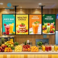 TIDAK ADA MOQ A1 A2 A3 A4 LED Snap Frame Light Box Menu Restoran Bingkai Poster Kaca Temper LED Papan Iklan Lampu LED Coffee shop