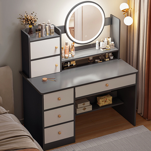 Best Selling White 1/2/4 Drawers Durable <strong>Assembled</strong> Apartment-Friendly <strong>Dressing</strong> <strong>Table</strong> with Lighted Mirror and Chair for Makeup - Product Image 1
