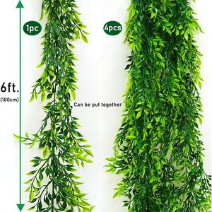 Artificial Green Vines 6ft Long Plastic <b>Leaves</b> <b>Wall</b> Hanging Ceiling <b>Decor</b> Greenery Garland - Product Image 1