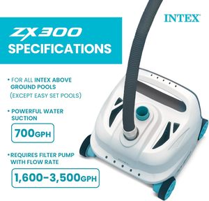 Limpiador de Piscinas Automático <span class=keywords><strong>INTEX</strong></span> ZX300 Deluxe con Sistema de Presión Lateral |   Sistema de succión de agua para piscinas enterradas de material PVC 28005E - Product Image 3