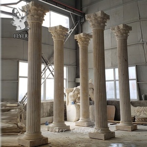 Piliers romains en pierre naturelle, balustrade et colonne en marbre blanc sculptés à la main, colonne romaine solide en marbre d'Italie - Product Image 4
