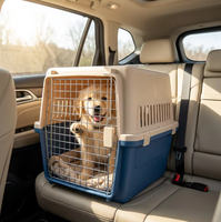 Cage de transport portable et écologique pour animaux de compagnie, en plastique, avec roues, pour petits animaux, accessoires de voyage en voiture et en avion