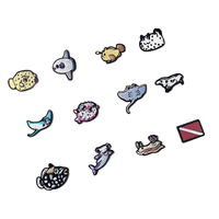 Patchs animaux de dessin animé, petits patchs brodés thermocollants en forme de poisson pour vêtements, chapeaux, sacs et accessoires