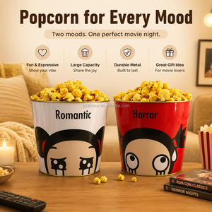 JYB - Cubo Metálico Personalizado para Palomitas <span class=keywords><strong>de</strong></span> Maíz con Asa, para Fiestas, Cumpleaños, Celebraciones, Seguridad Alimentaria, Impresión Personalizada - Product Image 1