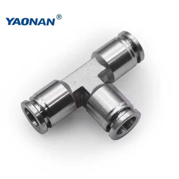Stainless Steel PE Union Equal Tee - Pneumatic Quick Insert Air Fitting ...