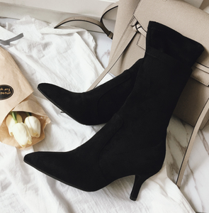 Chaussures à talons hauts tendance pour femmes, talons fins, bout pointu, style rétro d'hiver, bottines - Product Image 4